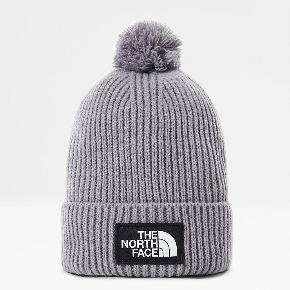 The North Face Beanies Mens Australia - The North Face Tnf Logo Box Pom Grey (HKA-029581)